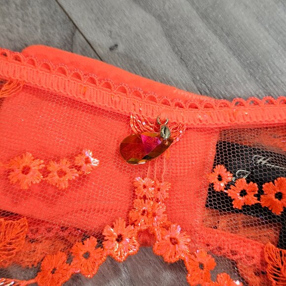 NWT Honey Birdette Whitney Orange Suspender Garter Belt Size L - Picture 3 of 7